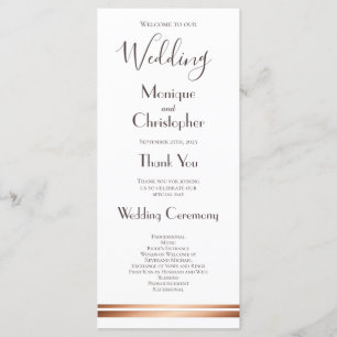 Programme moderne de mariage blanc et cuivre