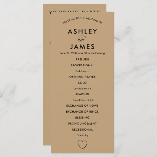 Programme moderne de mariage cardiaque pour la cér (Devant / Derrière)