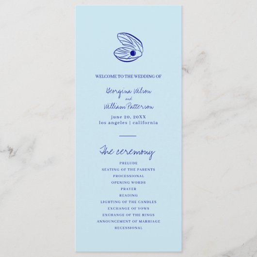 Programme moderne de mariage de coquillages bleu m (Devant)