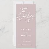 Programme moderne de mariage de script rose vif (Devant)