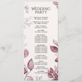 Programme moderne de mariage des Feuilles rouges (Dos)