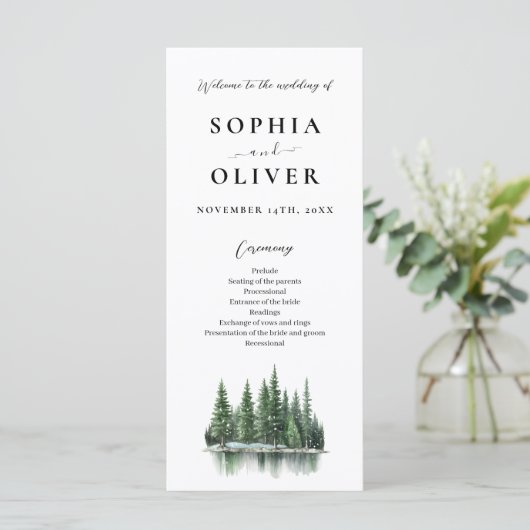 Programme moderne de mariage des forêts d'aquarell (Debout devant)