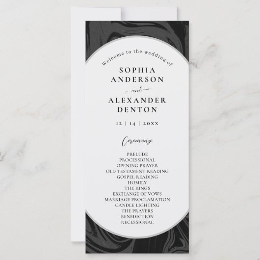 Programme moderne de mariage en marbre noir (Devant)