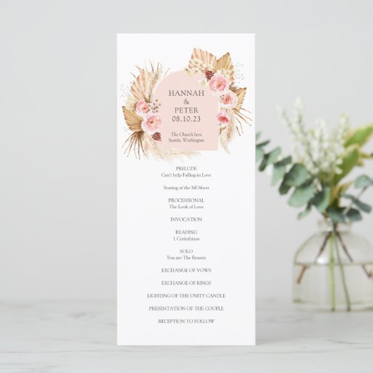 Programme moderne de mariage floral en laiton Boho (Debout devant)