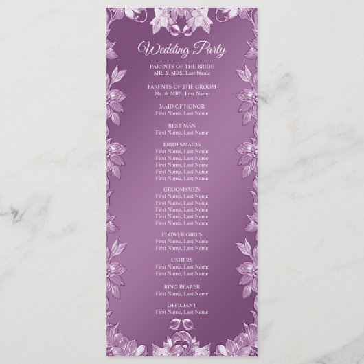 Programme moderne de mariage floral Lilac (Dos)