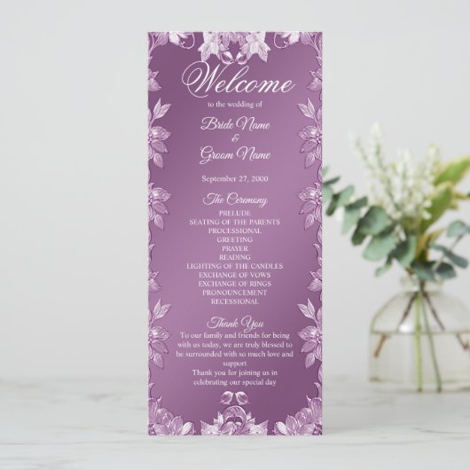 Programme moderne de mariage floral Lilac (Debout devant)