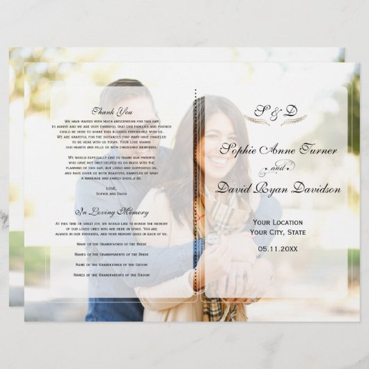 Programme moderne de mariage géométrique photo déf (Devant / Derrière)