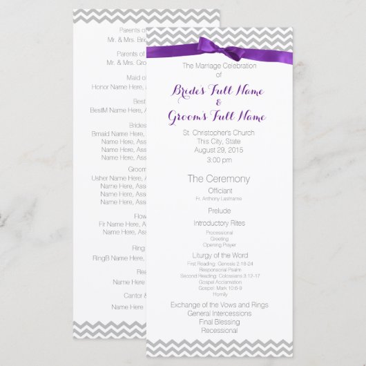 Programme moderne de mariage Motif Zigzag (Devant / Derrière)