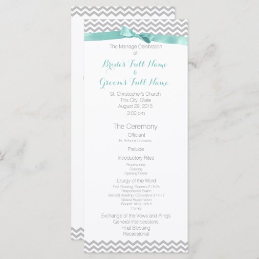 Programme moderne de mariage Motif Zigzag (Devant / Derrière)