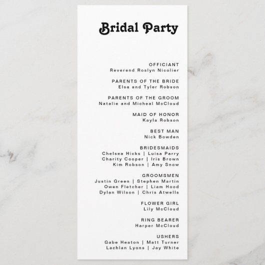 Programme moderne de mariage rétro (Dos)