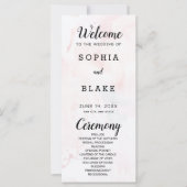 Programme moderne de mariage rose pâle et marbre b (Devant)