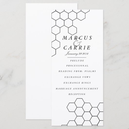 Programme moderne de mariage sur peigne de miel (Devant / Derrière)