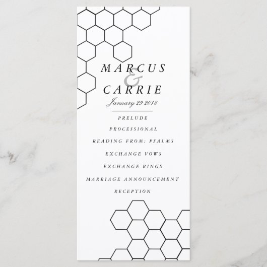 Programme moderne de mariage sur peigne de miel (Devant)