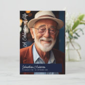 Programme Moderne écriture bleu marine et blanc funérailles/ (Debout devant)