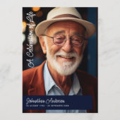 Programme Moderne écriture bleu marine et blanc funérailles/ (Devant)