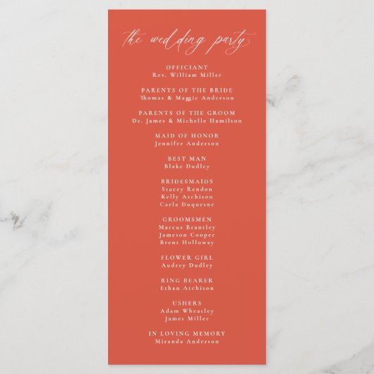 Programme Moderne Élégante calligraphie Vérone coucher de so (Dos)