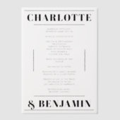 Programme moderne Gras Noir Mariage Carte Vellum (Recto)
