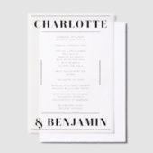 Programme moderne Gras Noir Mariage Carte Vellum (Compenser)