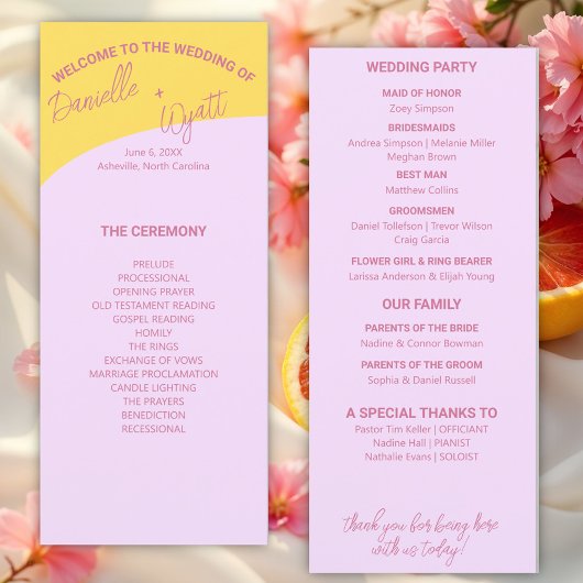 Programme moderne italien de mariage d'été