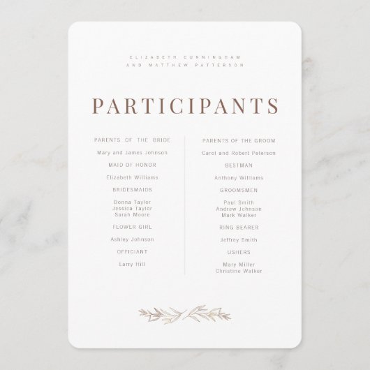 Programme Moderne + Mariage de feuillage minimaliste (Dos)