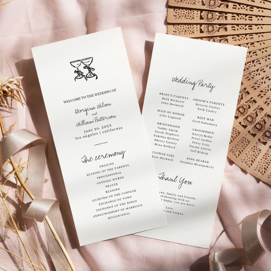 Programme moderne Mariage plat tiré à la main