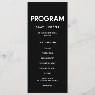 Programme Moderne minimaliste mariage noir et blanc
