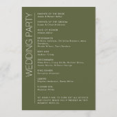 Programme Moderne minimaliste Mariage vert mousse (Dos)