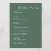 Programme Moderne Retro Blanc & Olive Green Mariage (Dos)