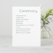 Programme Moderne Retro Blanc & Olive Green Mariage (Debout devant)