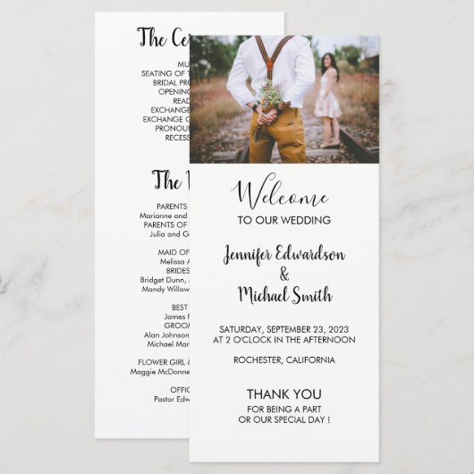 Programme moderne rustique élégant de mariage phot (Devant / Derrière)
