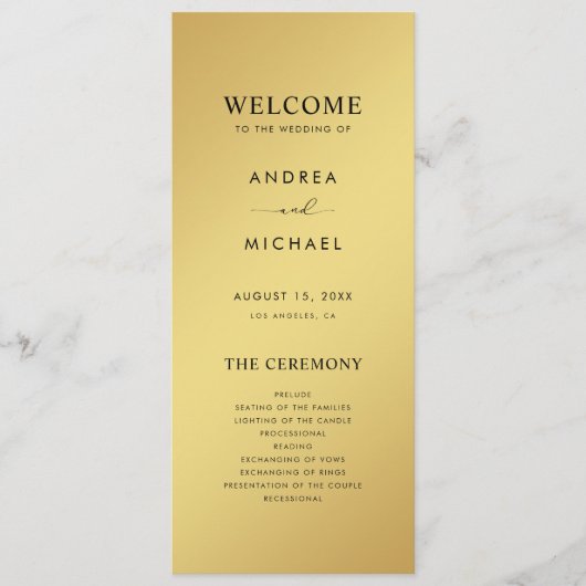 Programme Moderne simple dégradé Or & Mariage noir (Devant)