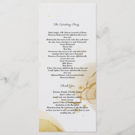 Programme moderne Watercolor Gold (Dos)