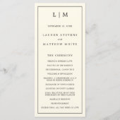 Programme Monogramme à crème simple Mariage élégant (Devant)