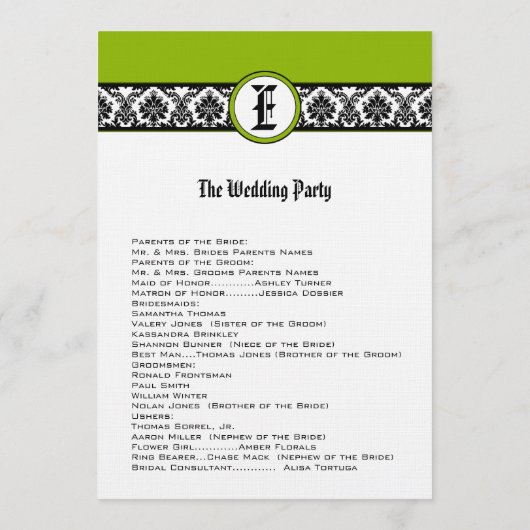 Programme Monogramme Black Mariage damassé (Dos)