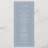 Programme Monogramme bleu foncé simple Mariage élégant (Dos)