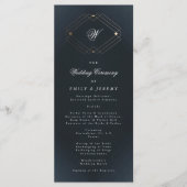 Programme Monogramme de mariage calligraphié bleu marine cla (Devant)