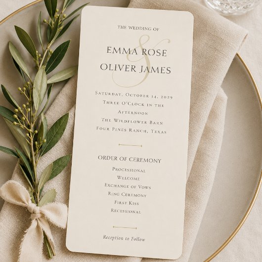 Programme Monogramme de mariage minimaliste élégant