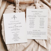 Programme Monogramme floral noir et blanc simple Mariage lar