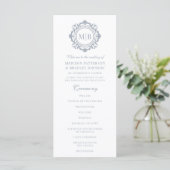 Programme Monogramme Floral Orné Mariage Élégant Argent (Debout devant)