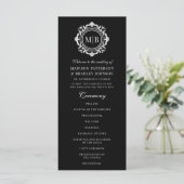 Programme Monogramme Floral Orné Mariage Élégant noir blanc (Debout devant)