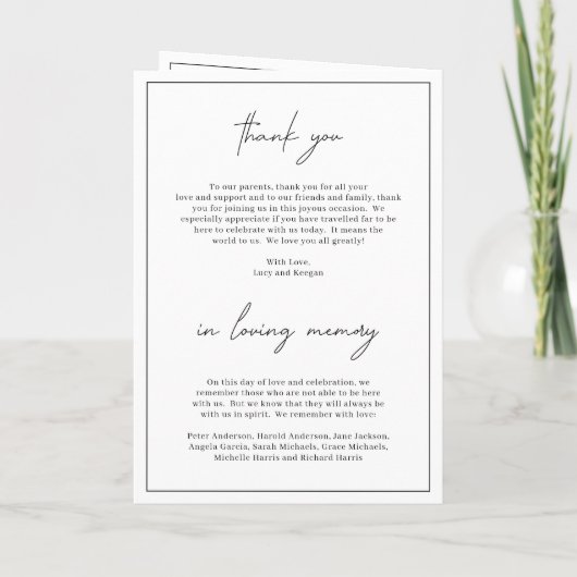 Programme Monogramme intemporel Noir et blanc Mariage élégan (Dos)