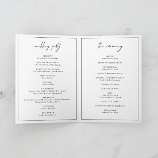 Programme Monogramme intemporel Noir et blanc Mariage élégan (Intérieur)