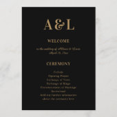 Programme Monogramme mariage minimaliste Black Gold (Devant)