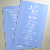 Programme Monogramme minimal Mariage bleu de Cornflower rayé