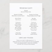 Programme Monogramme Minimaliste Moderne Gras Mariage (Dos)