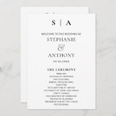 Programme Monogramme minimaliste moderne Mariage noir et bla (Devant / Derrière)