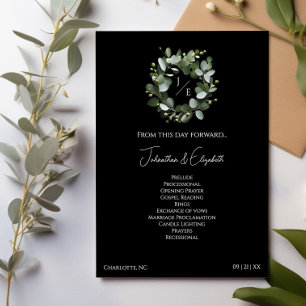 Programme Monogramme moderne Eucalyptus Wreath Black