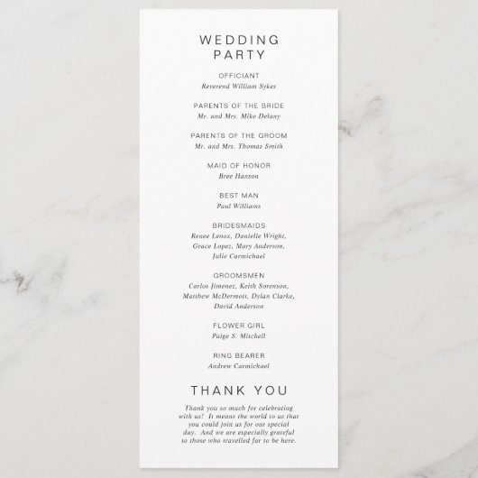 Programme Monogramme noir et blanc Mariage élégant (Dos)