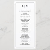 Programme Monogramme noir et blanc simple Mariage élégant (Dos)