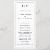 Programme Monogramme noir et blanc simple Mariage élégant (Devant)
